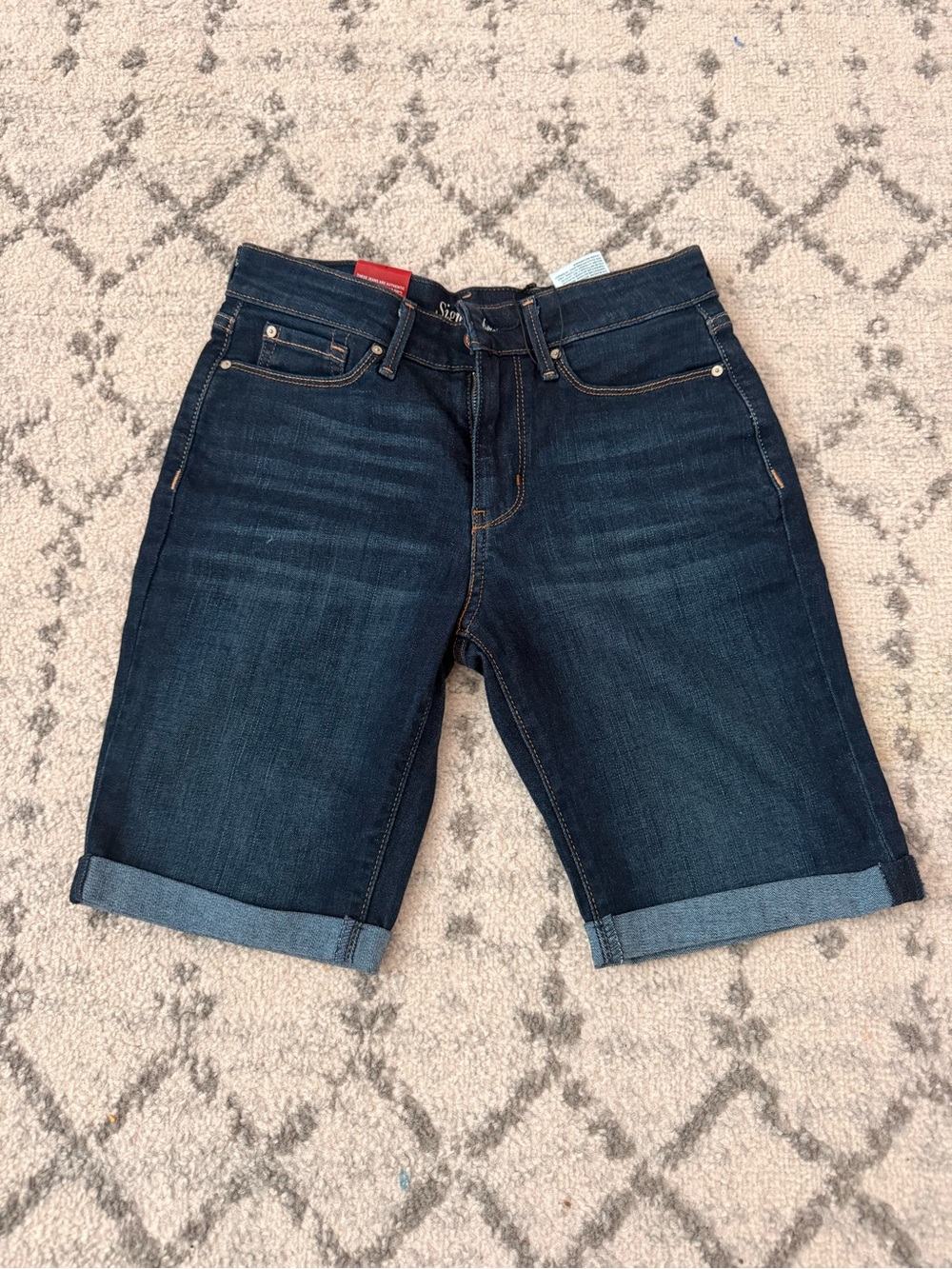 Levi's Dark Blue Denim Cuffed Bermuda Shorts